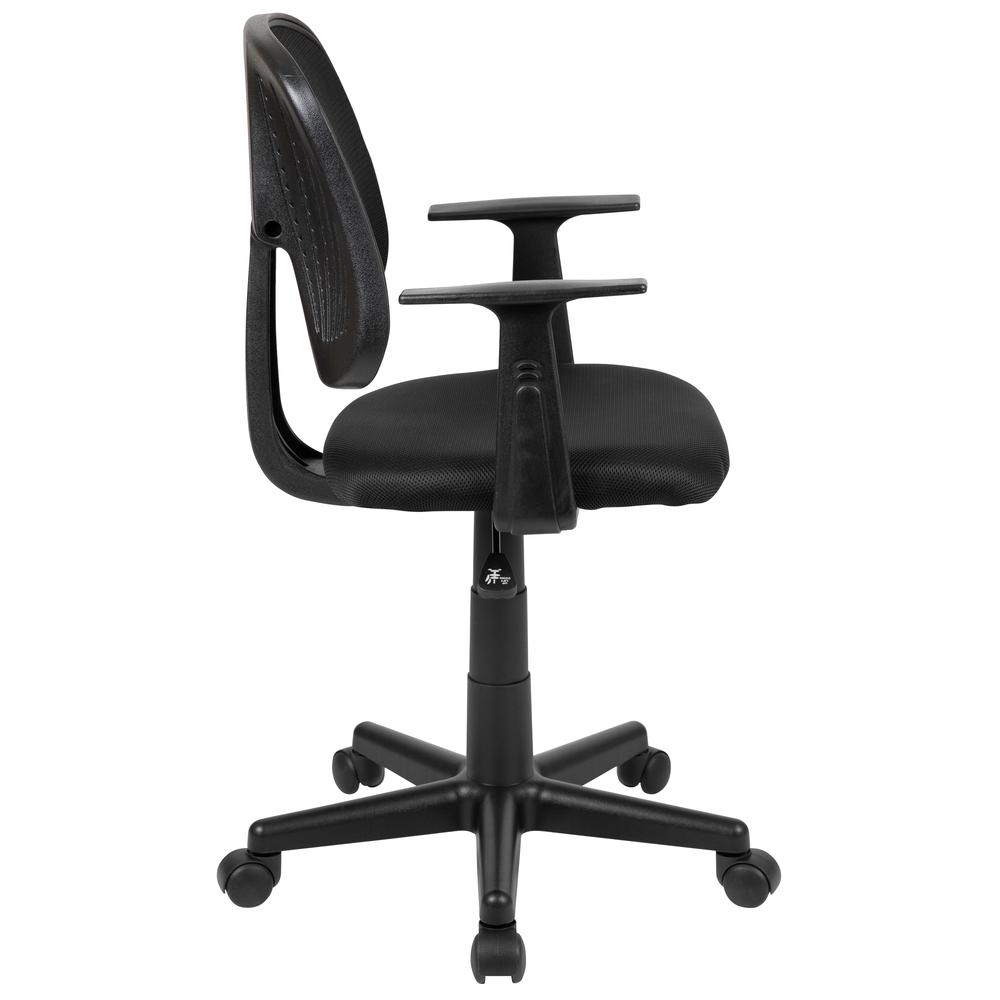 Mid-Back Black Mesh Swivel Task Office Chair with Pivot Back and Arms, BIFMA Certified. Picture 3