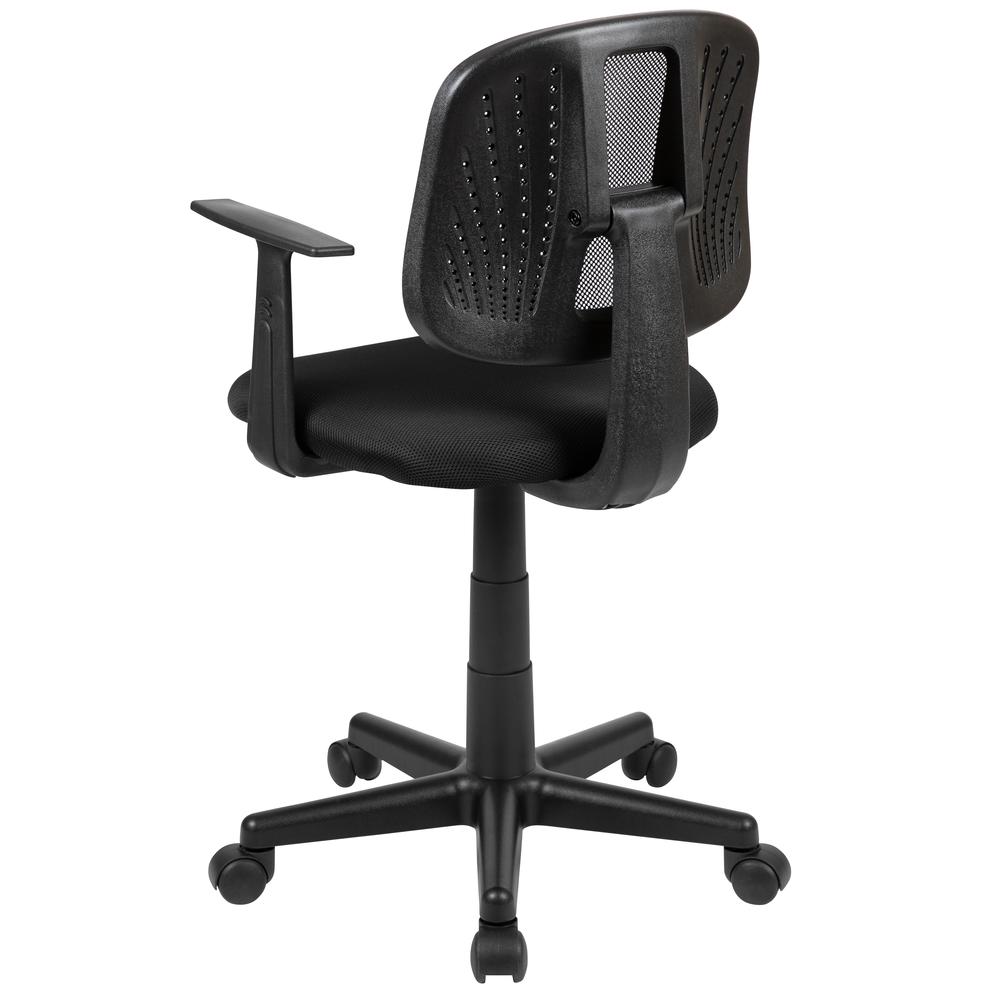Flash Fundamentals Mid-Back Black Mesh Swivel Task Office Chair with Pivot Back and Arms, BIFMA Certified. Picture 5