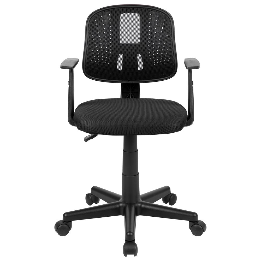 Mid-Back Black Mesh Swivel Task Office Chair with Pivot Back and Arms, BIFMA Certified. Picture 5