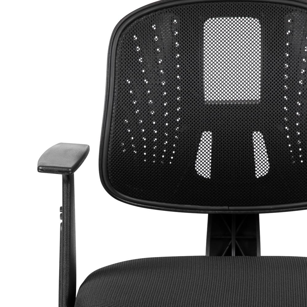 Mid-Back Black Mesh Swivel Task Office Chair with Pivot Back and Arms, BIFMA Certified. Picture 7