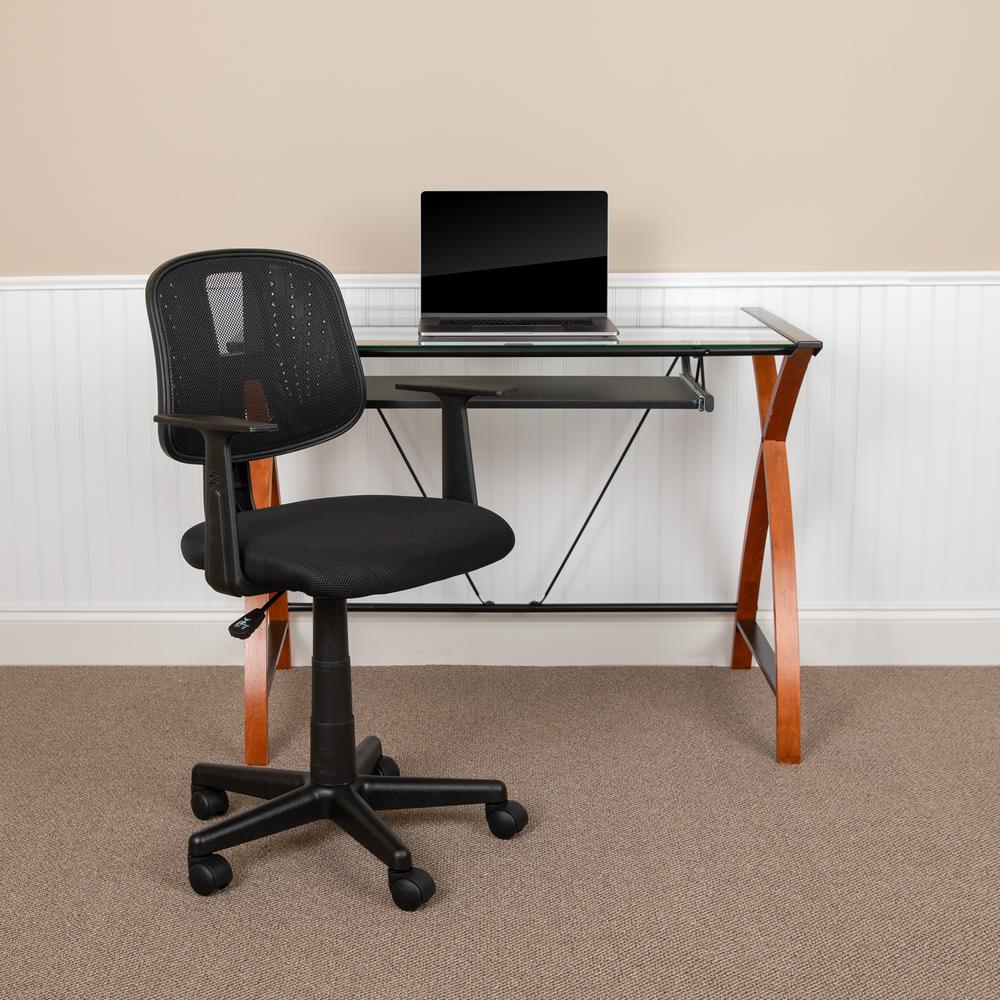 Flash Fundamentals Mid-Back Black Mesh Swivel Task Office Chair with Pivot Back and Arms, BIFMA Certified. Picture 2