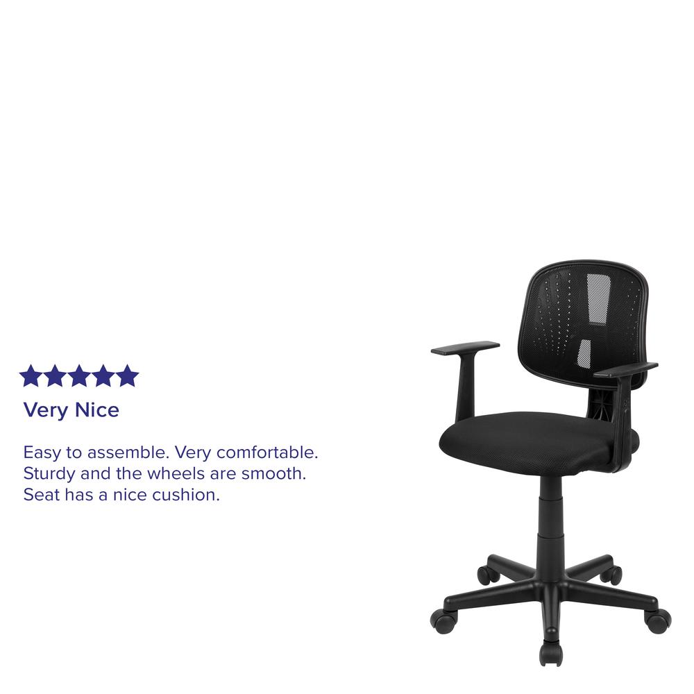 Mid-Back Black Mesh Swivel Task Office Chair with Pivot Back and Arms, BIFMA Certified. Picture 12
