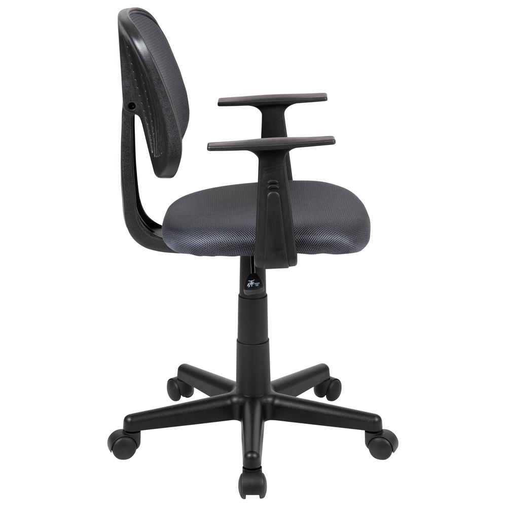Mid-Back Gray Mesh Swivel Task Office Chair with Pivot Back and Arms, BIFMA Certified. Picture 3