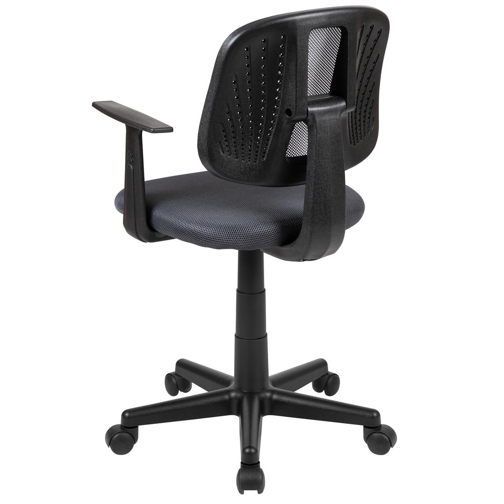 Mid-Back Gray Mesh Swivel Task Office Chair with Pivot Back and Arms, BIFMA Certified. Picture 5