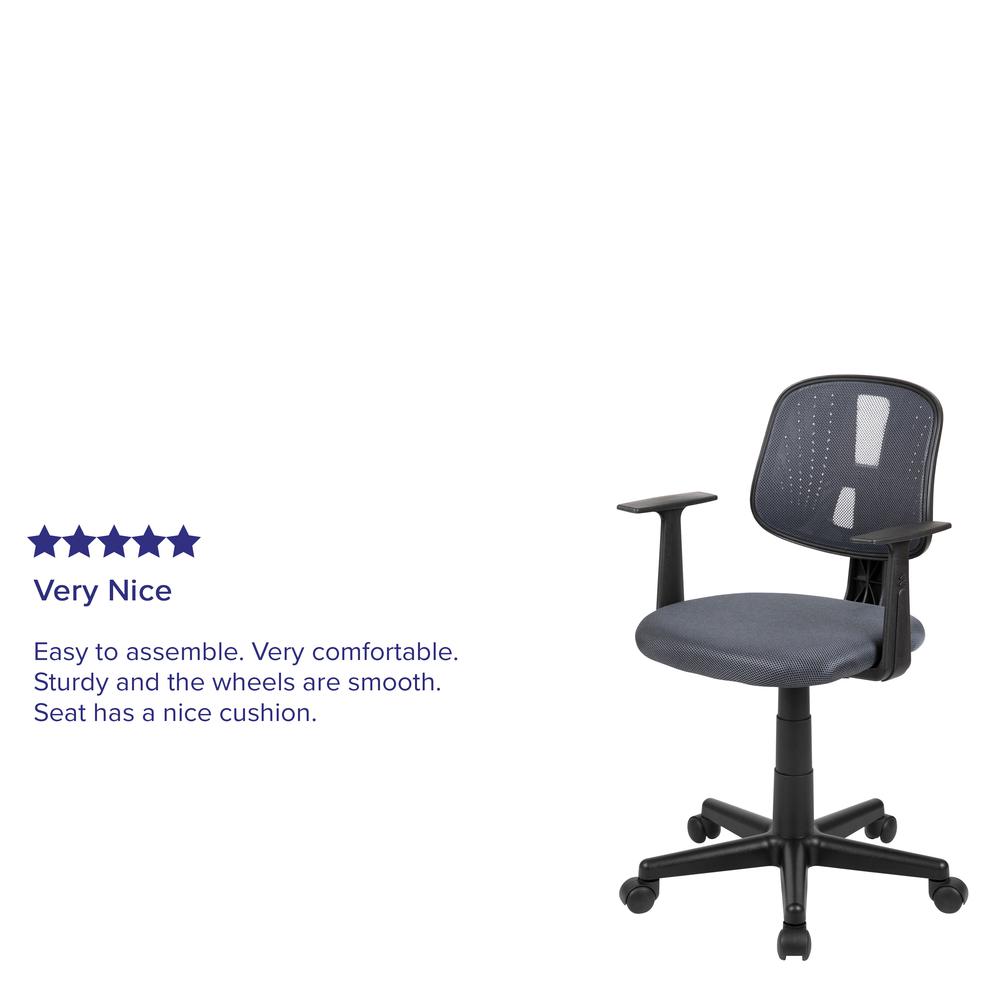 Mid-Back Gray Mesh Swivel Task Office Chair with Pivot Back and Arms, BIFMA Certified. Picture 12