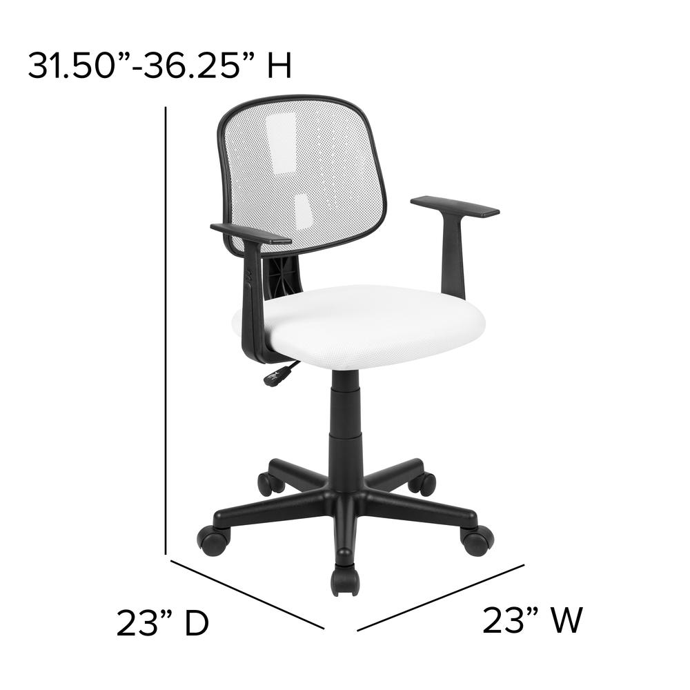Mid-Back White Mesh Swivel Task Office Chair with Pivot Back and Arms, BIFMA Certified. Picture 2