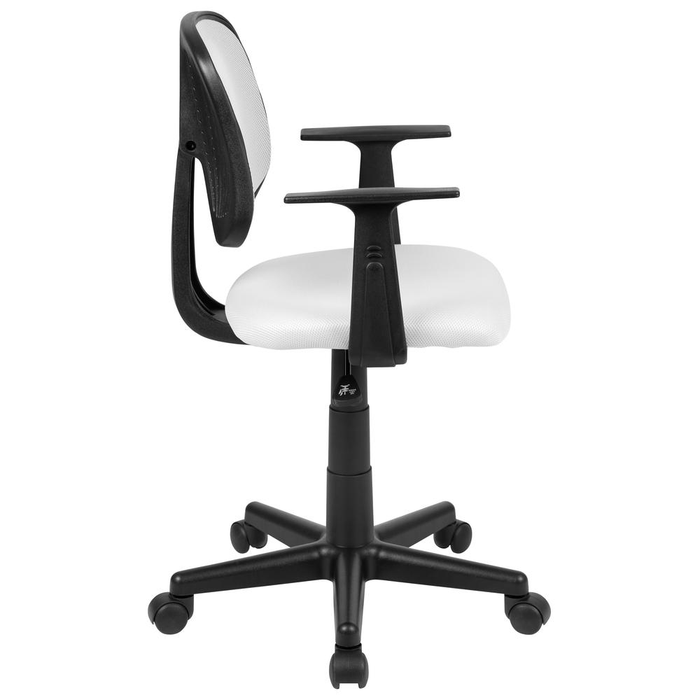 Mid-Back White Mesh Swivel Task Office Chair with Pivot Back and Arms, BIFMA Certified. Picture 3