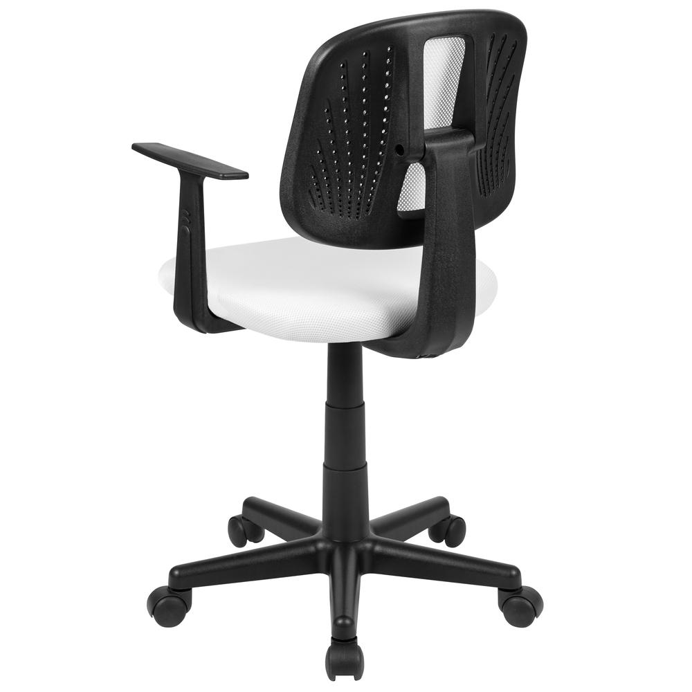 Mid-Back White Mesh Swivel Task Office Chair with Pivot Back and Arms, BIFMA Certified. Picture 4