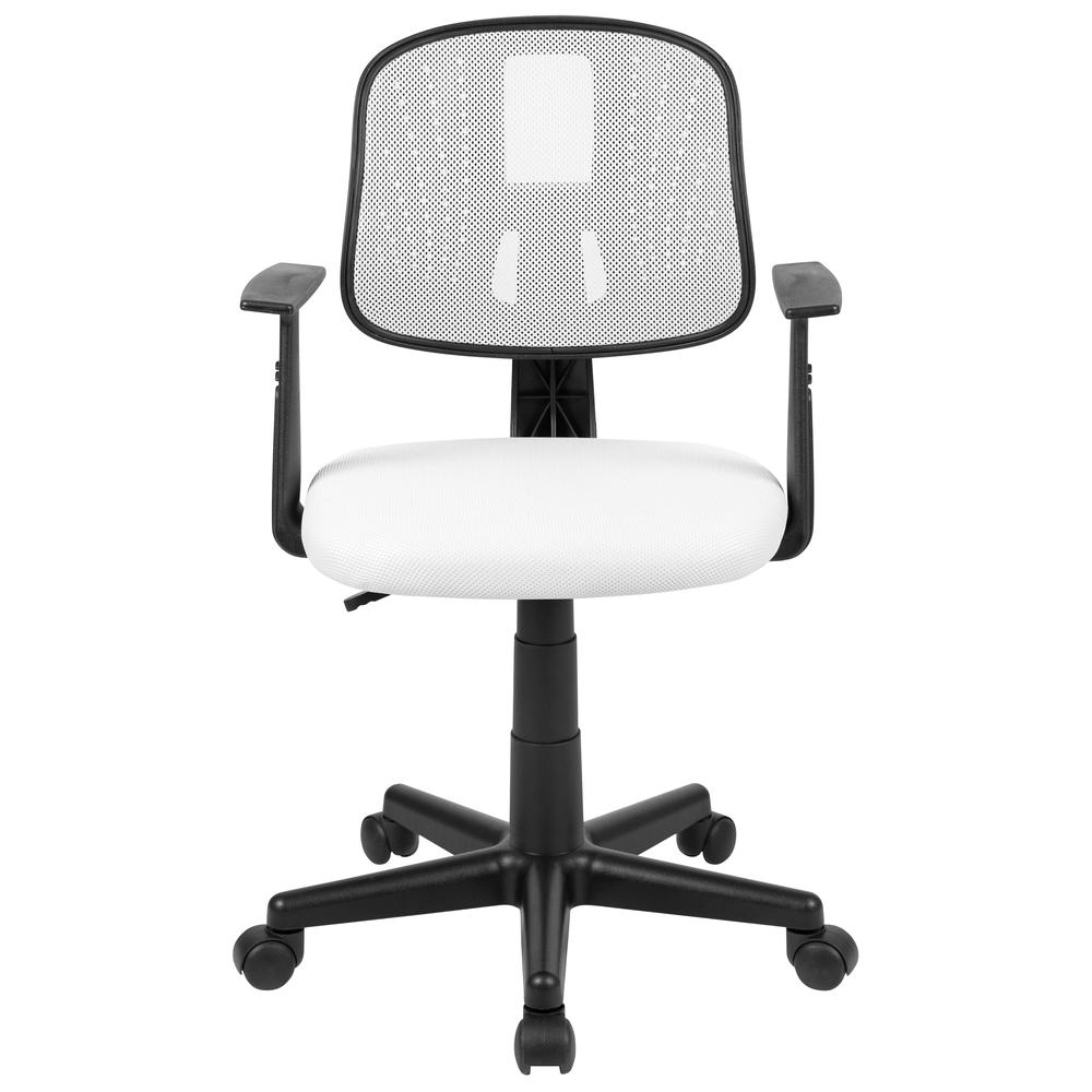 Mid-Back White Mesh Swivel Task Office Chair with Pivot Back and Arms, BIFMA Certified. Picture 5