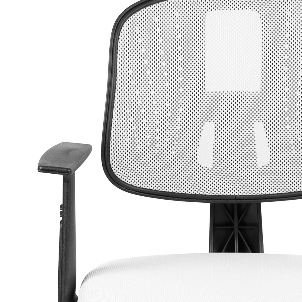 Mid-Back White Mesh Swivel Task Office Chair with Pivot Back and Arms, BIFMA Certified. Picture 7