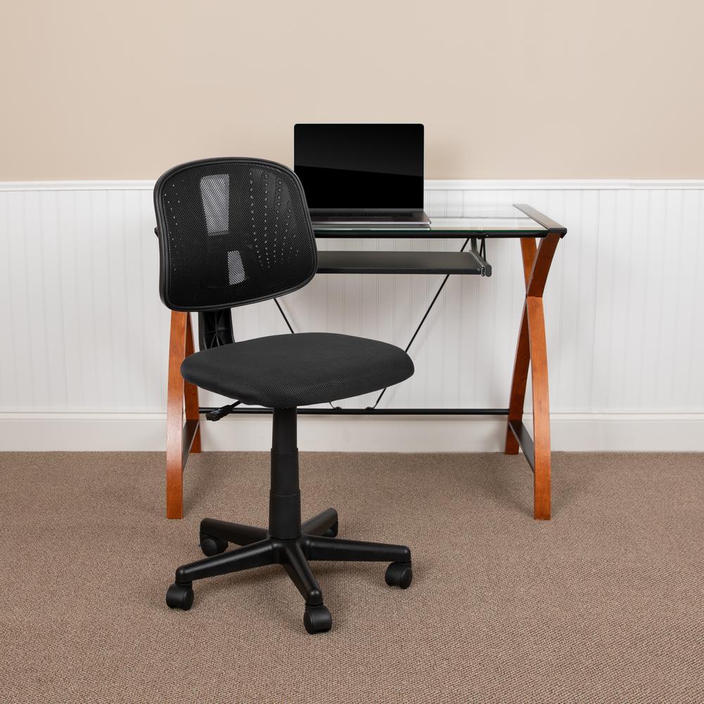 Mid-Back Black Mesh Swivel Task Office Chair with Pivot Back, BIFMA Certified. Picture 11