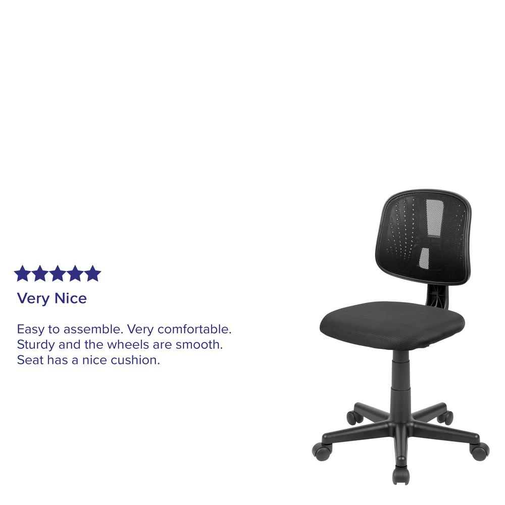 Mid-Back Black Mesh Swivel Task Office Chair with Pivot Back, BIFMA Certified. Picture 12