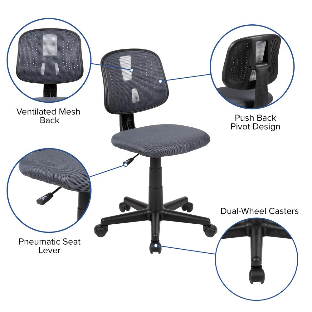 Flash Fundamentals Mid-Back Gray Mesh Swivel Task Office Chair with Pivot Back, BIFMA Certified. Picture 3
