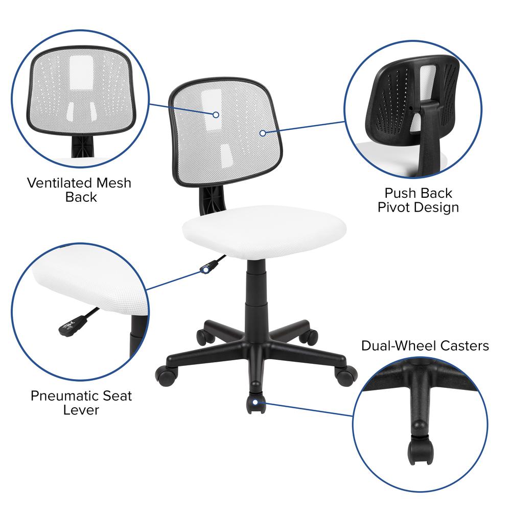 Mid-Back White Mesh Swivel Task Office Chair with Pivot Back, BIFMA Certified. Picture 6