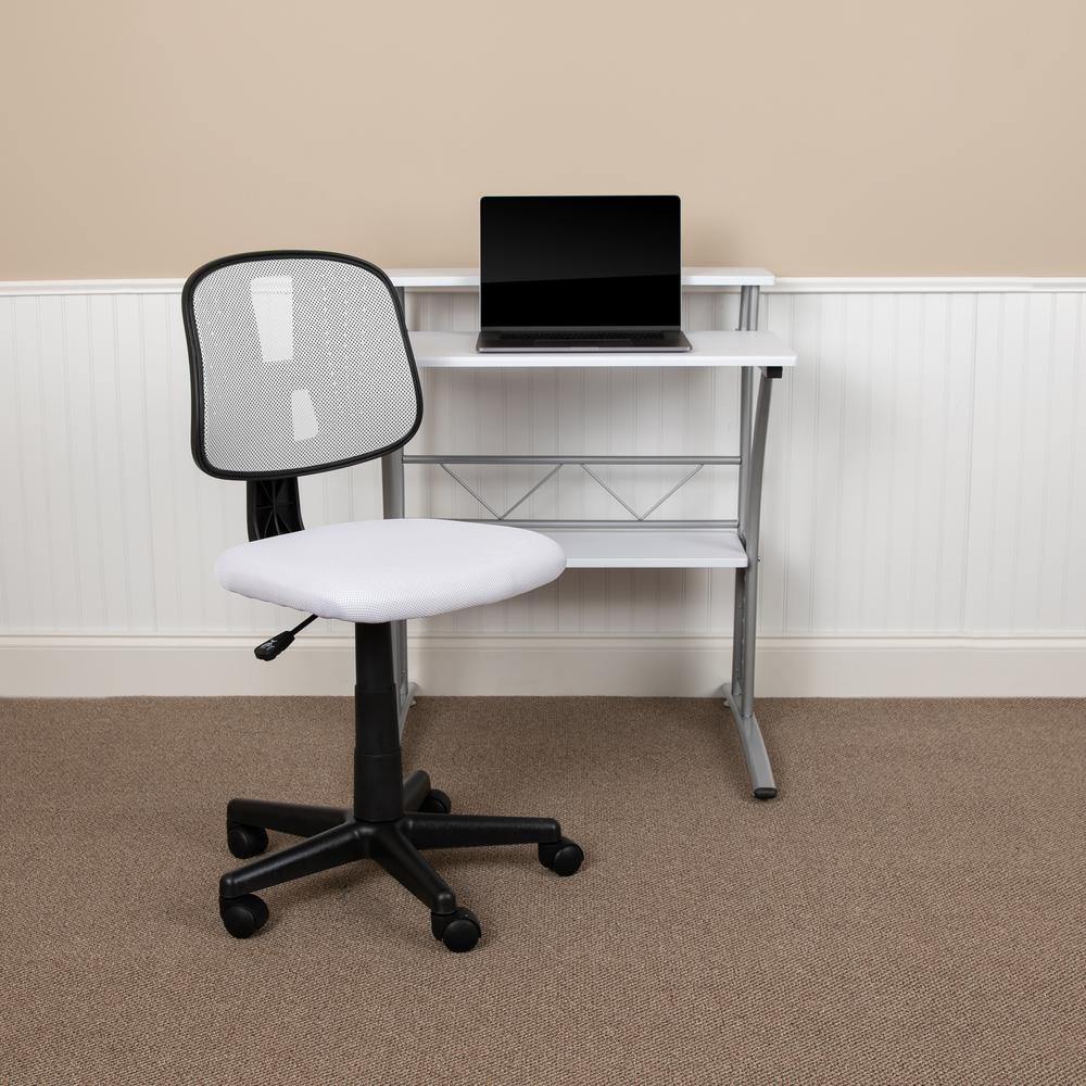 Mid-Back White Mesh Swivel Task Office Chair with Pivot Back, BIFMA Certified. Picture 11