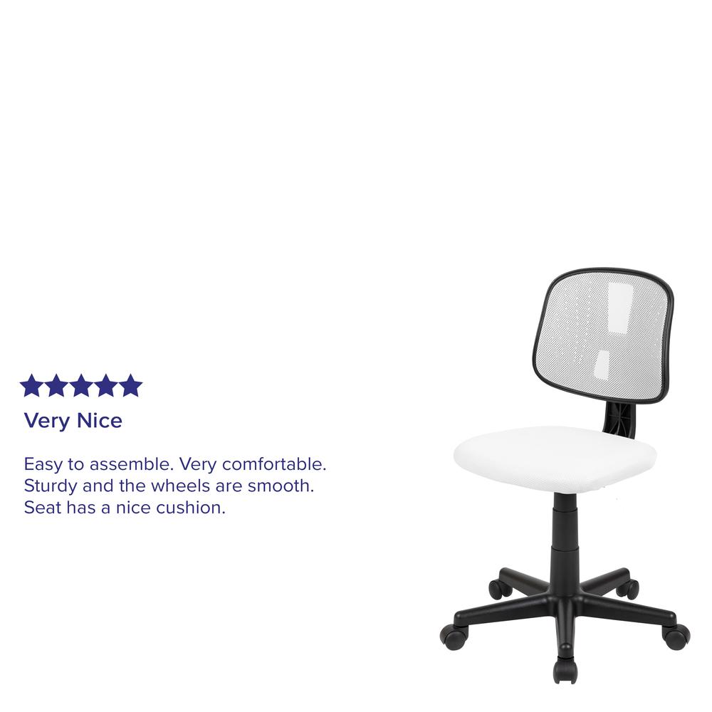 Mid-Back White Mesh Swivel Task Office Chair with Pivot Back, BIFMA Certified. Picture 12