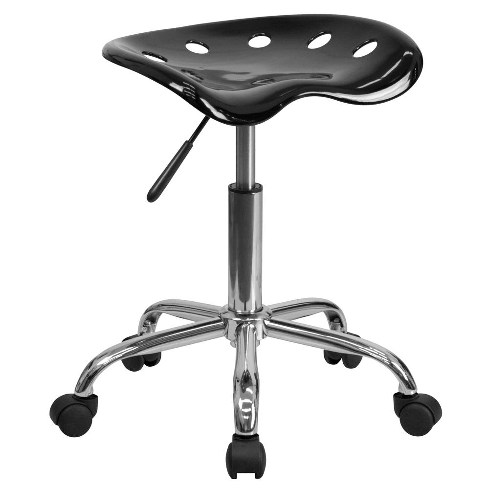 Vibrant Black Tractor Seat and Chrome Stool. Picture 1