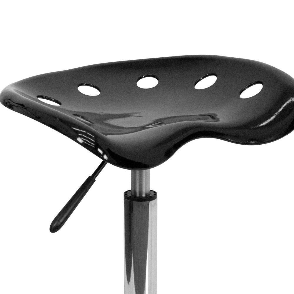Vibrant Black Tractor Seat and Chrome Stool. Picture 6