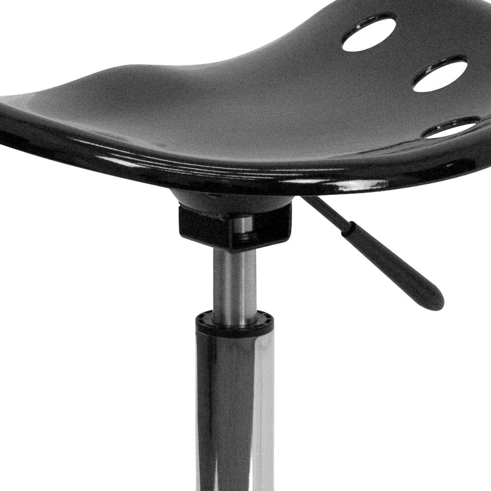 Vibrant Black Tractor Seat and Chrome Stool. Picture 7