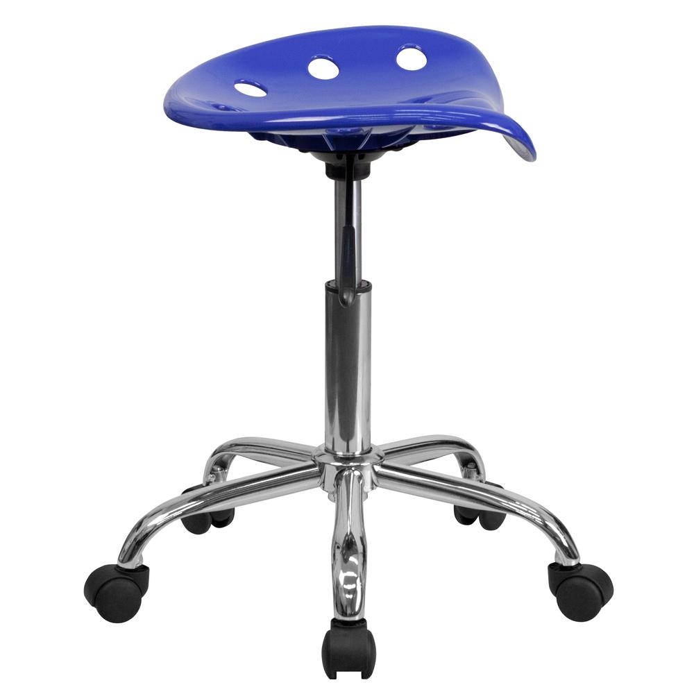 Vibrant Nautical Blue Tractor Seat and Chrome Stool. Picture 2