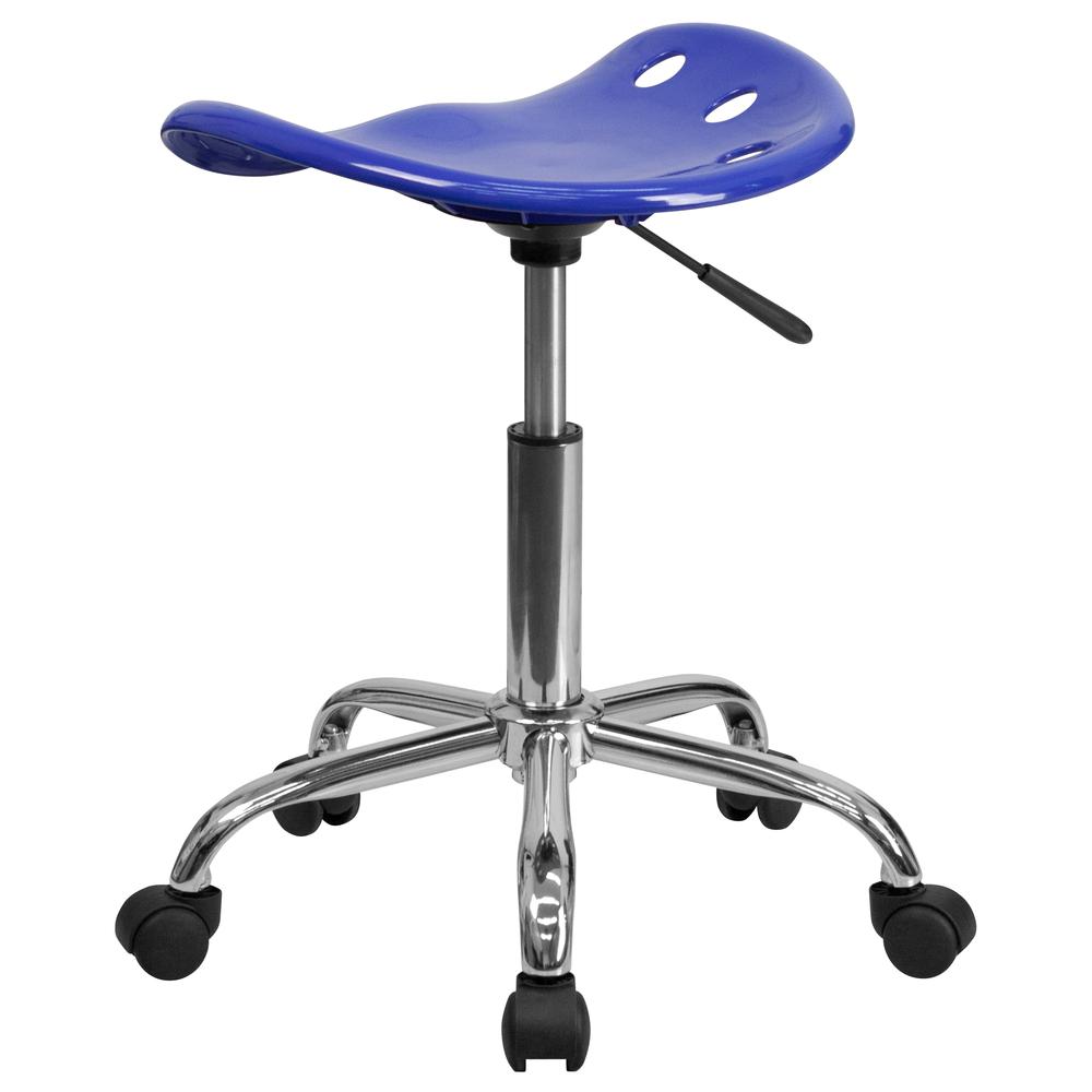Vibrant Nautical Blue Tractor Seat and Chrome Stool. Picture 3