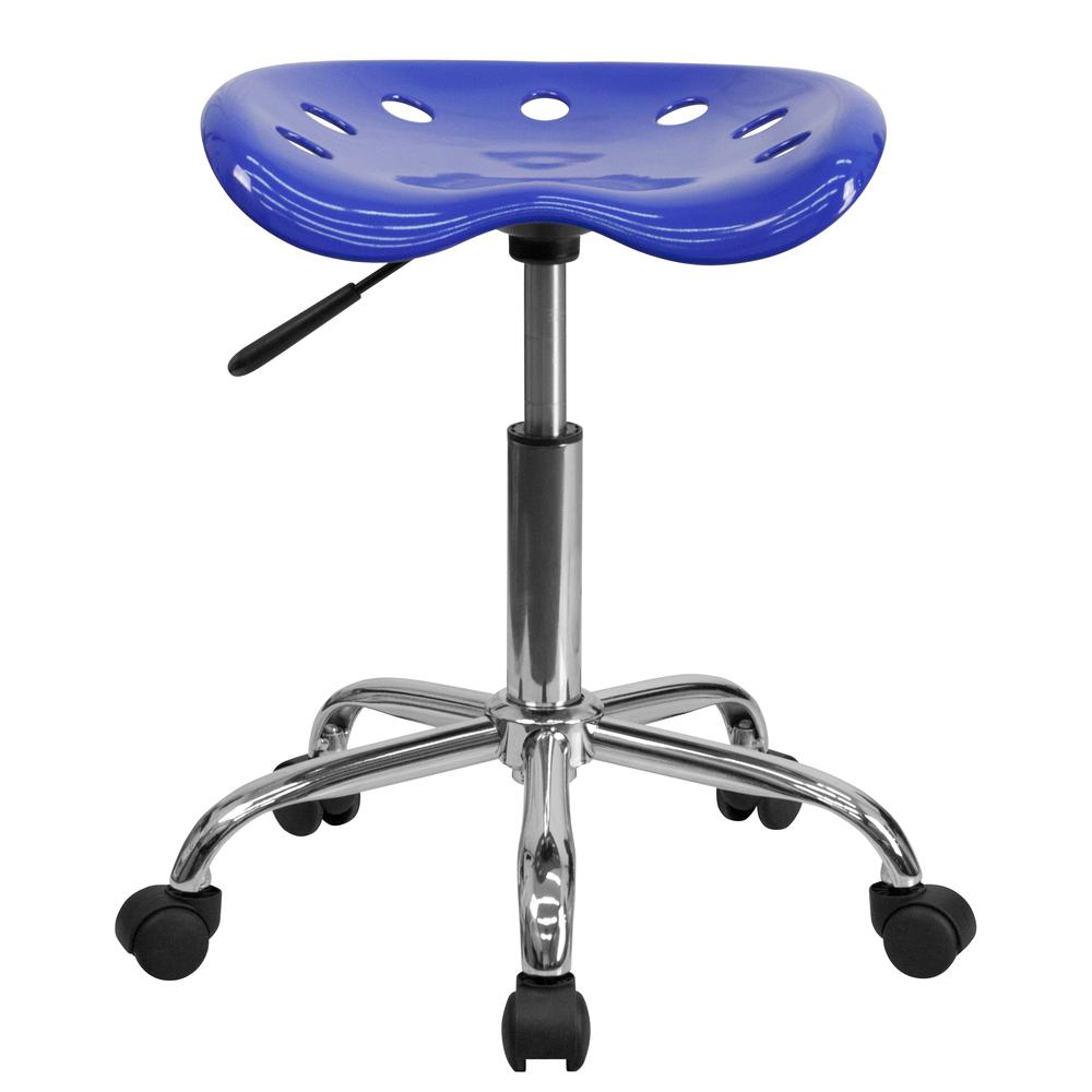 Vibrant Nautical Blue Tractor Seat and Chrome Stool. Picture 4