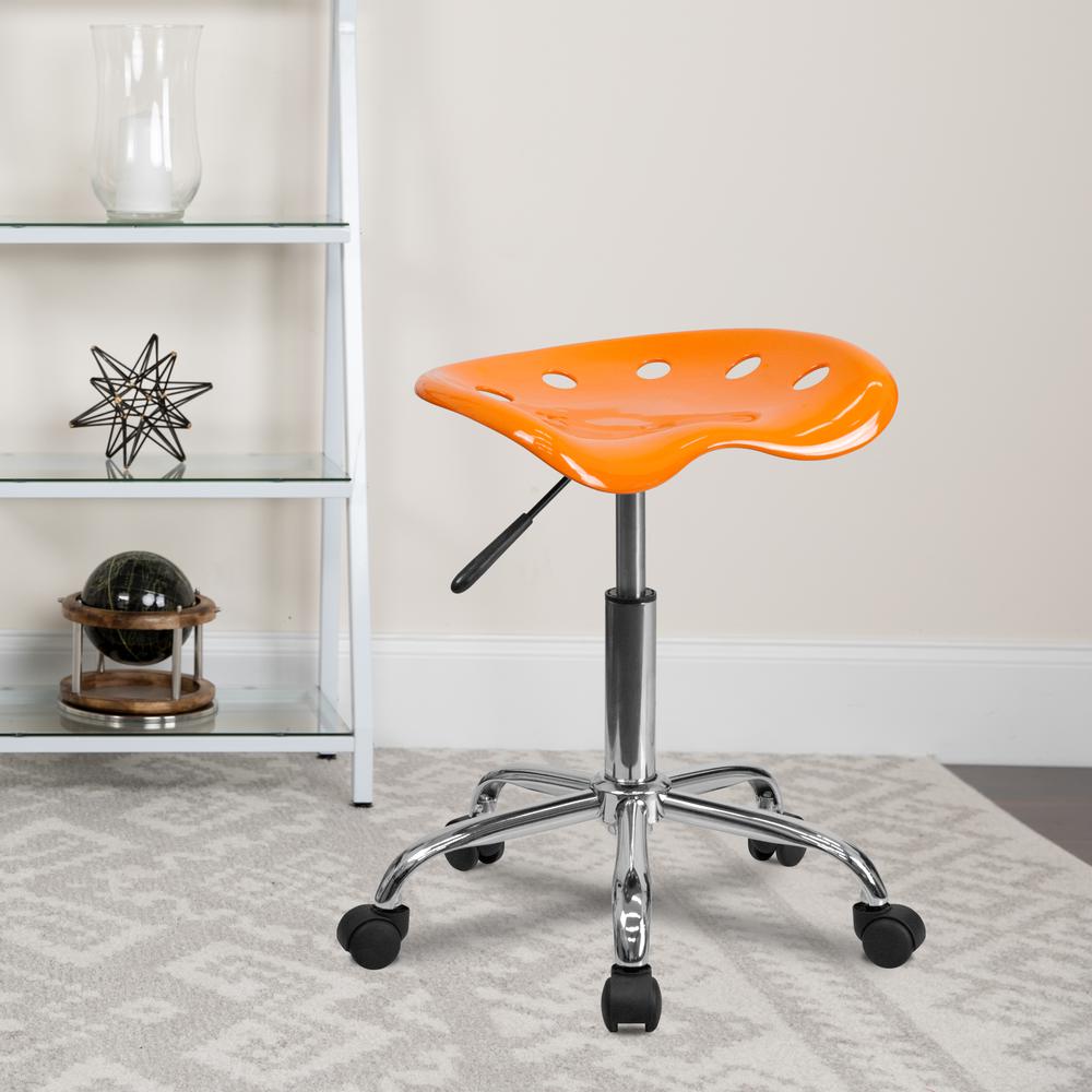Vibrant Orange Tractor Seat and Chrome Stool. Picture 5