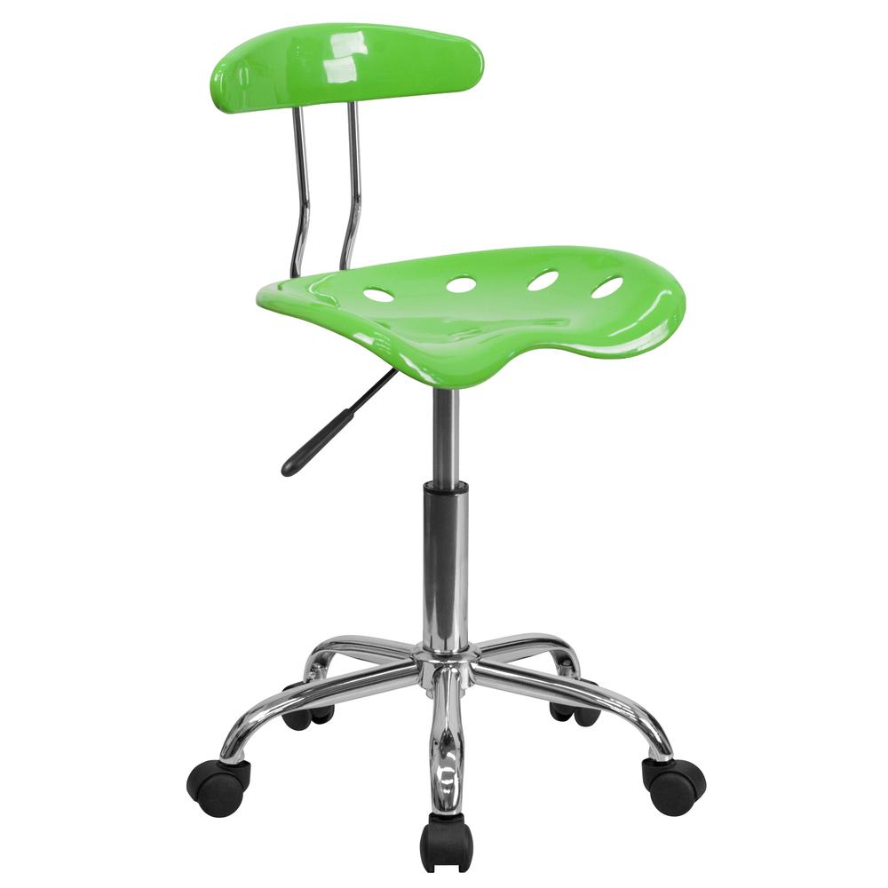 Vibrant Apple Green and Chrome Swivel Task Office Chair with Tractor Seat. Picture 1