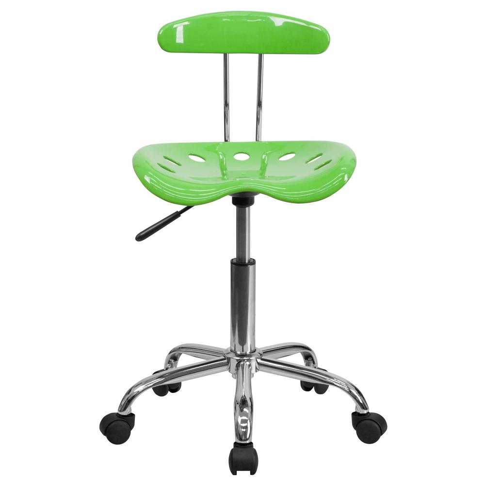 Vibrant Apple Green and Chrome Swivel Task Office Chair with Tractor Seat. Picture 5