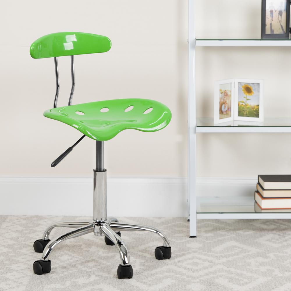 Vibrant Apple Green and Chrome Swivel Task Office Chair with Tractor Seat. Picture 6
