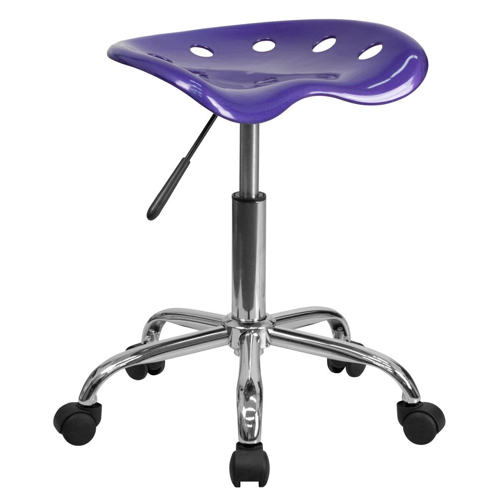 Vibrant Violet Tractor Seat and Chrome Stool. Picture 1
