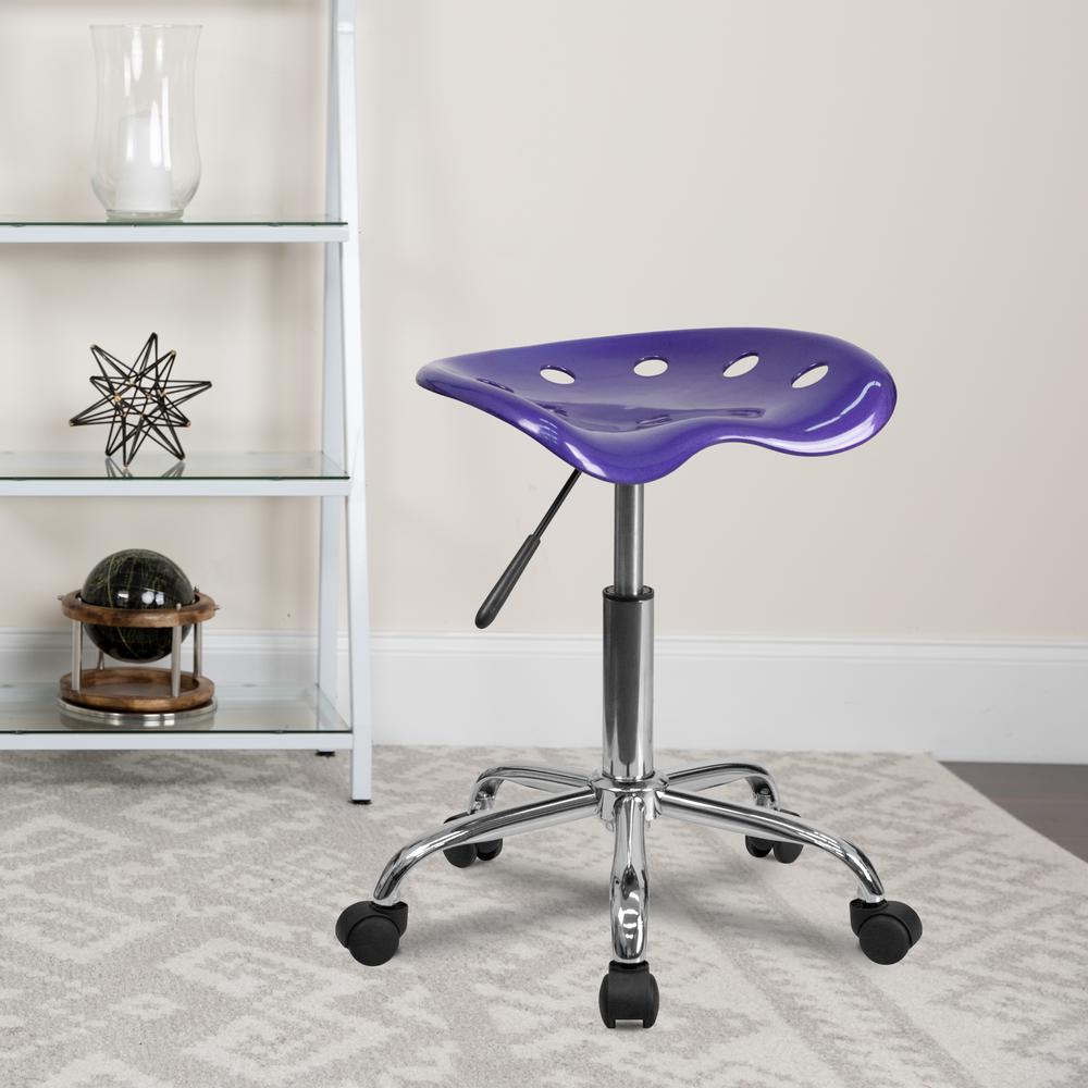 Vibrant Violet Tractor Seat and Chrome Stool. Picture 5