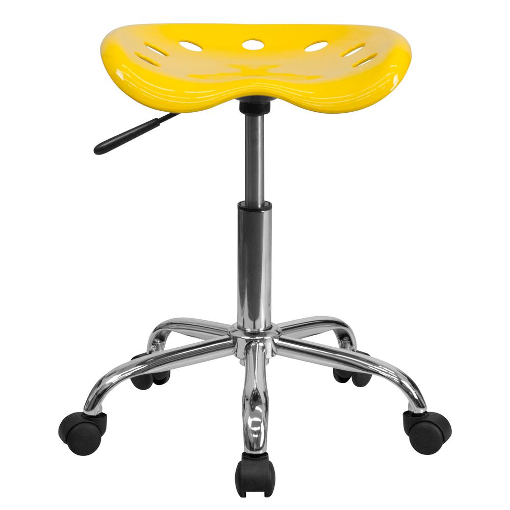 Vibrant Yellow Tractor Seat and Chrome Stool. Picture 4