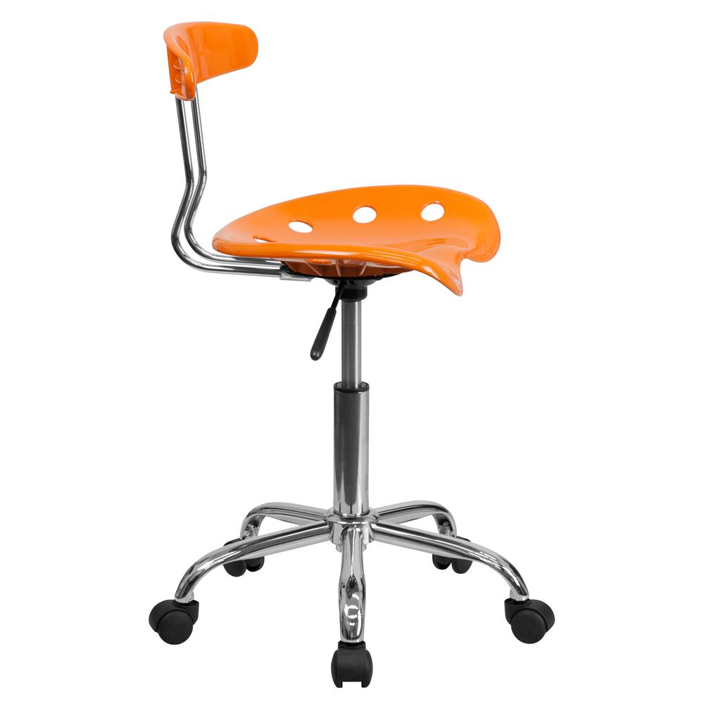 Vibrant Orange and Chrome Swivel Task Office Chair with Tractor Seat. Picture 3