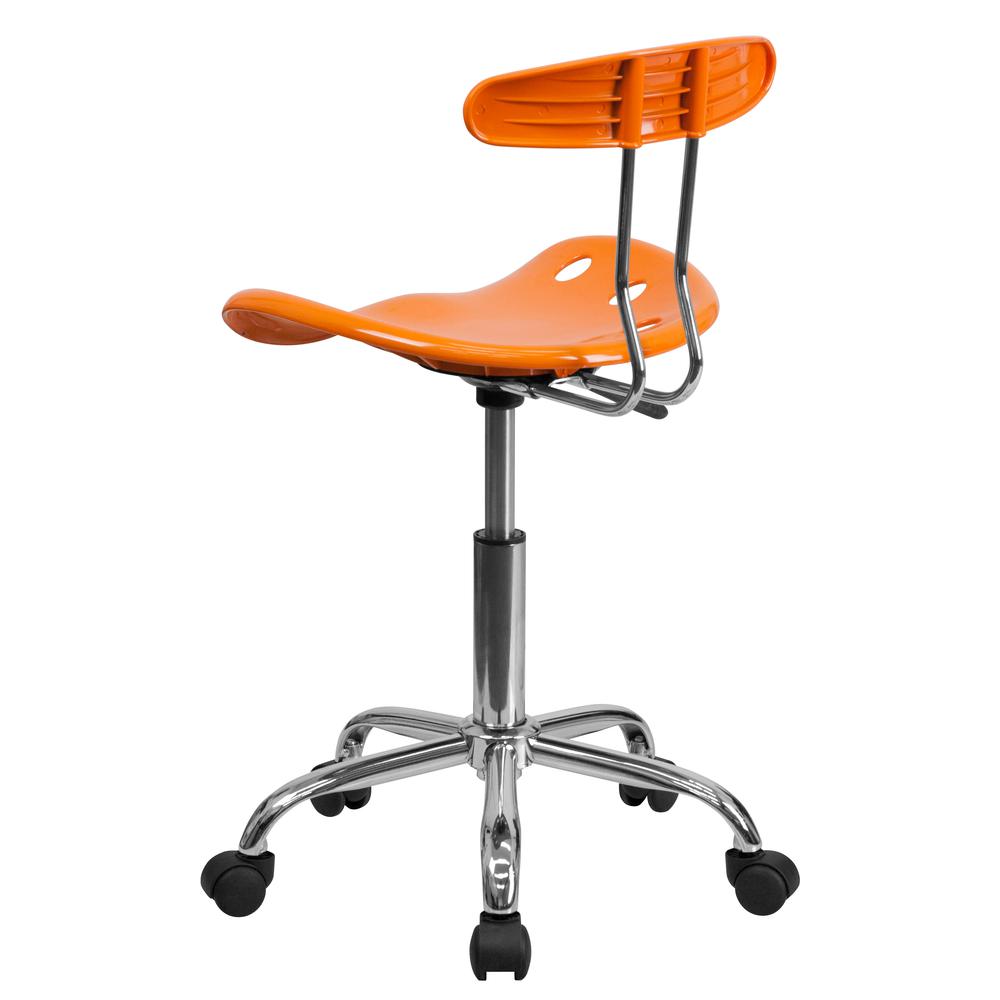 Vibrant Orange and Chrome Swivel Task Office Chair with Tractor Seat. Picture 4