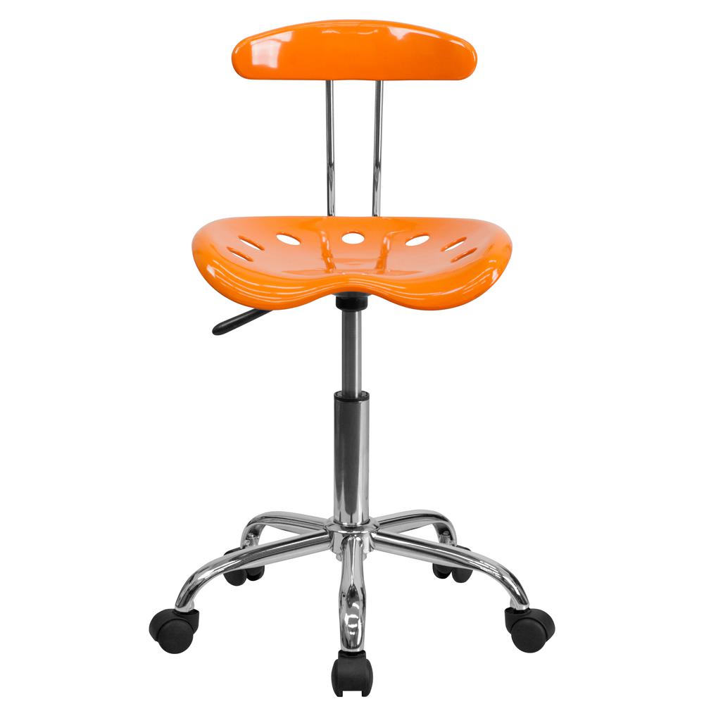 Vibrant Orange and Chrome Swivel Task Office Chair with Tractor Seat. Picture 5