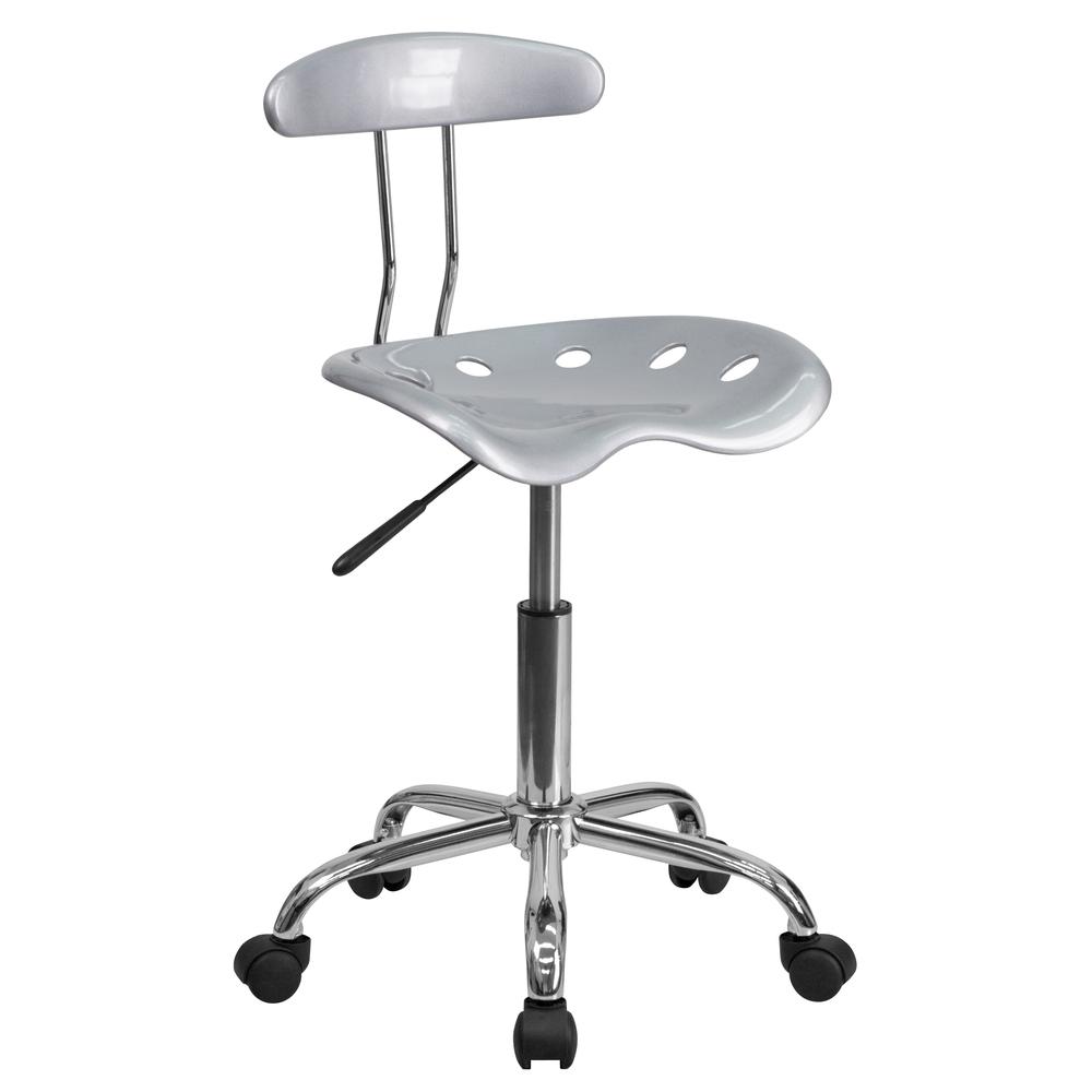 Vibrant Silver and Chrome Swivel Task Office Chair with Tractor Seat. The main picture.