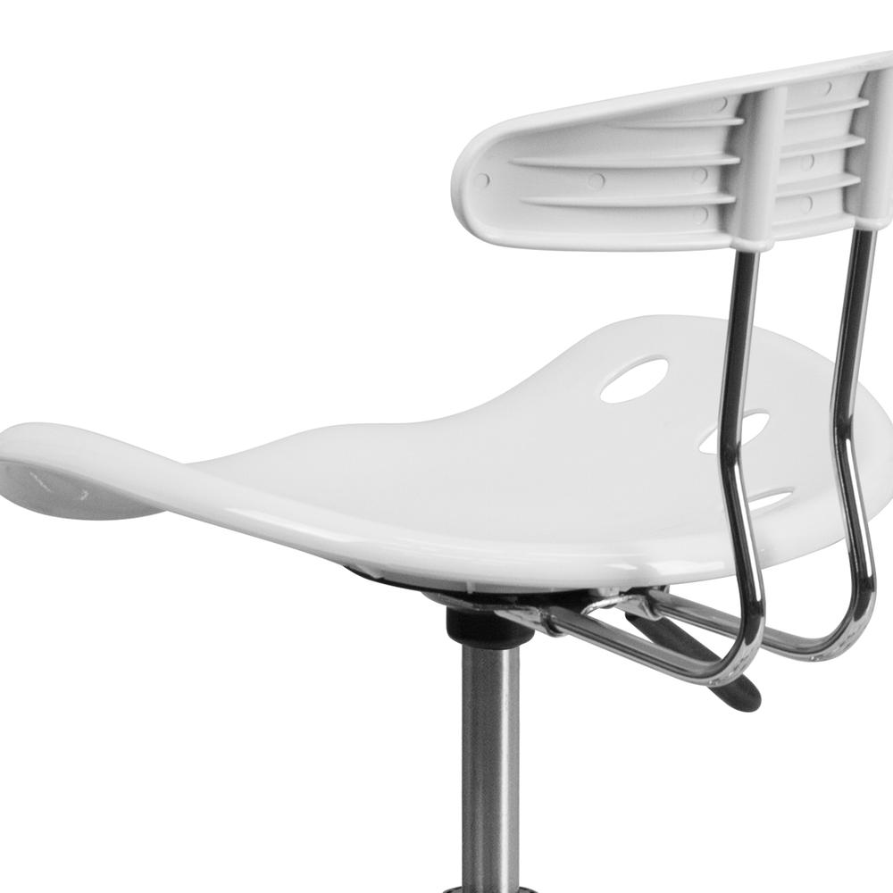 Vibrant White and Chrome Swivel Task Office Chair with Tractor Seat. Picture 8