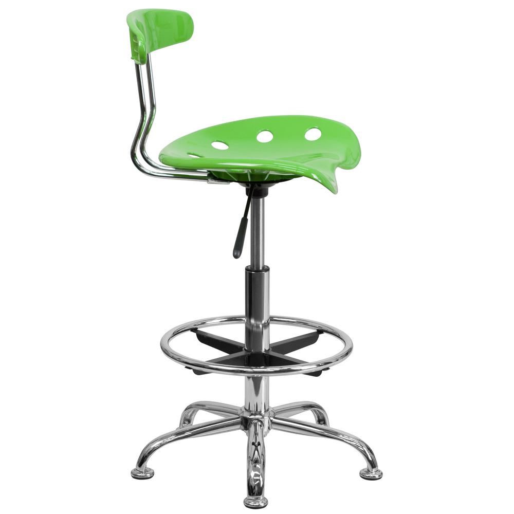Vibrant Apple Green and Chrome Drafting Stool with Tractor Seat. Picture 2