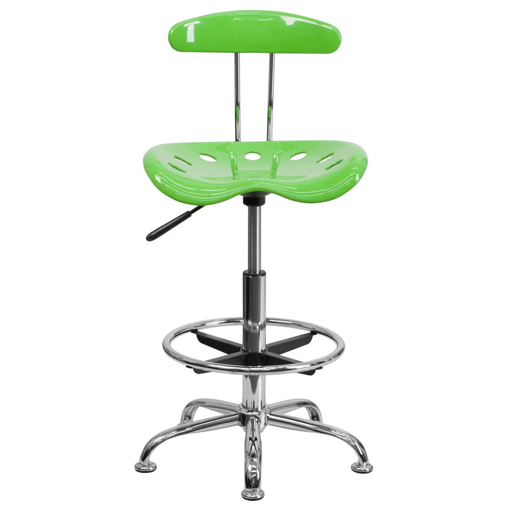 Vibrant Apple Green and Chrome Drafting Stool with Tractor Seat. Picture 4