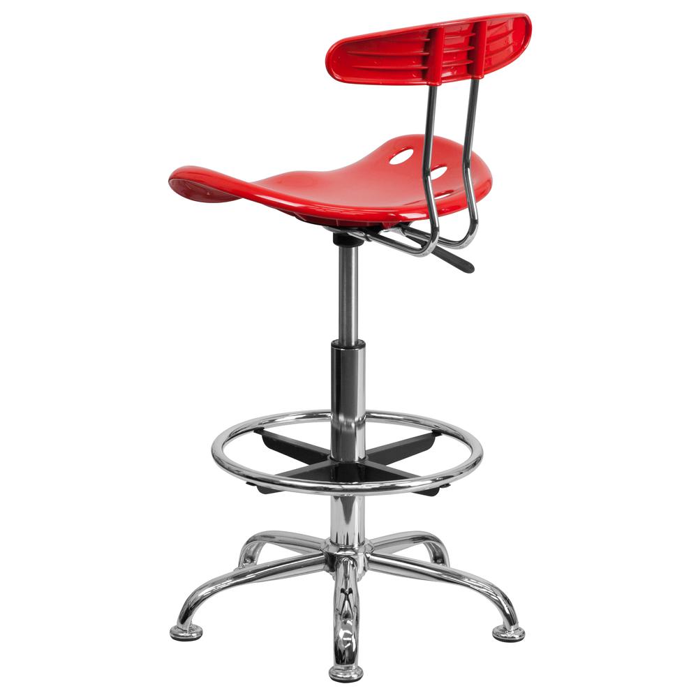Vibrant Red and Chrome Drafting Stool with Tractor Seat. Picture 3