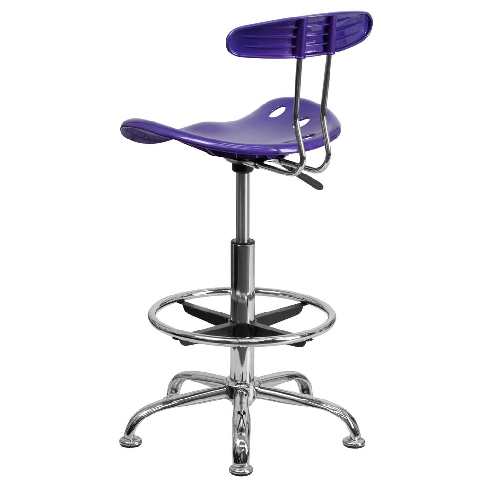 Vibrant Violet and Chrome Drafting Stool with Tractor Seat. Picture 3
