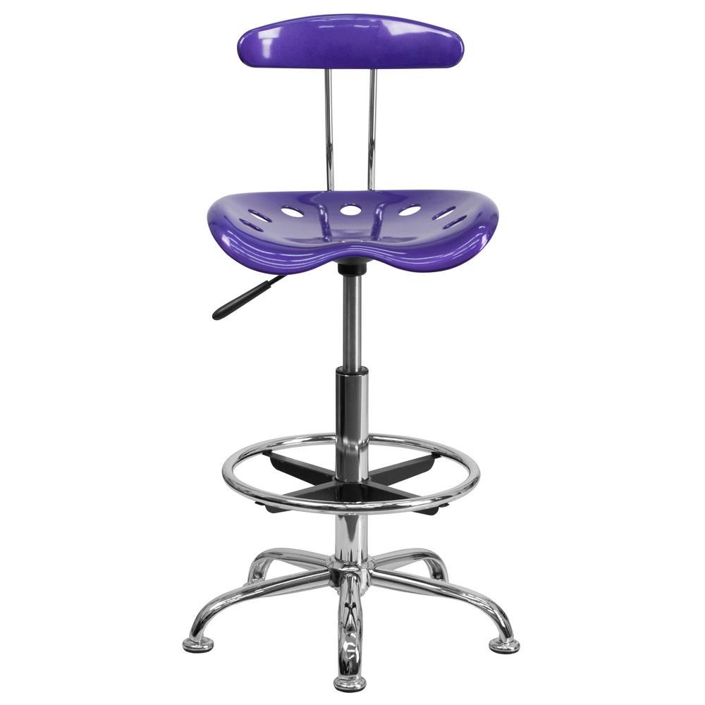 Vibrant Violet and Chrome Drafting Stool with Tractor Seat. Picture 4