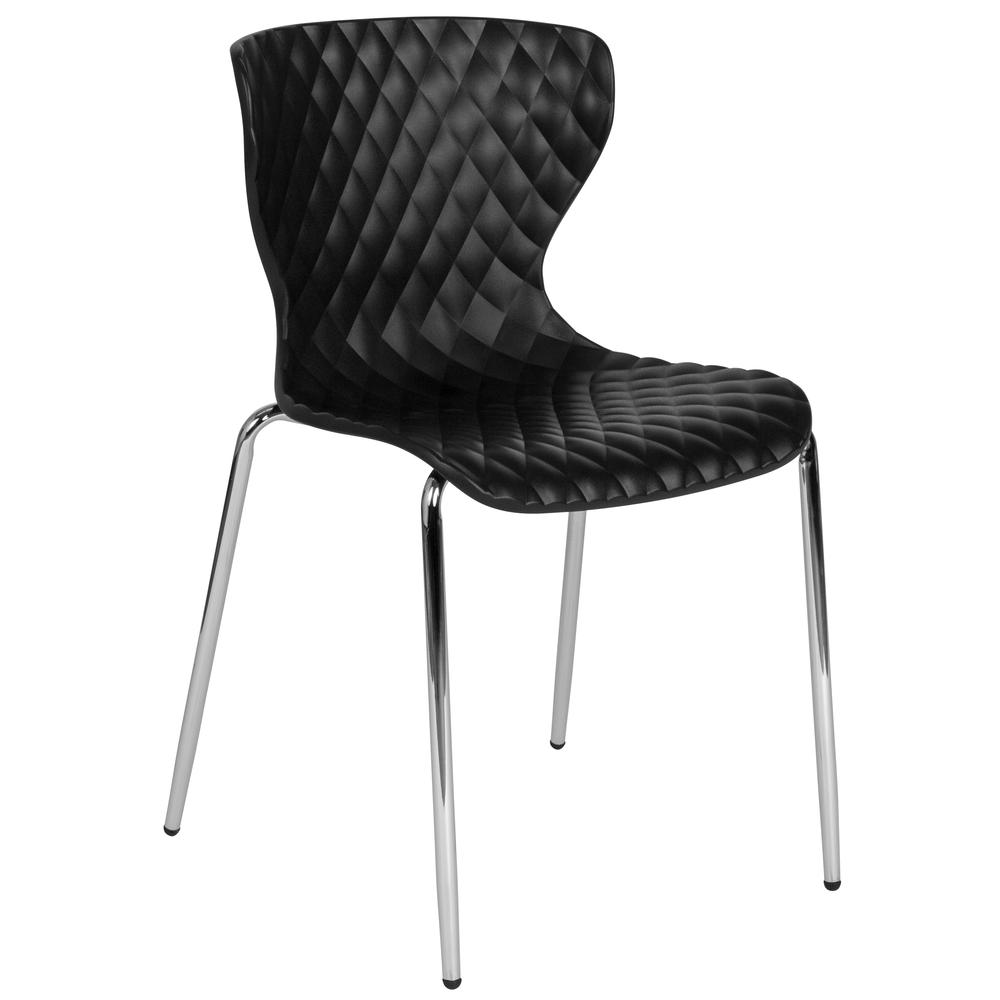 Lowell Contemporary Design Black Plastic Stack Chair. Picture 1
