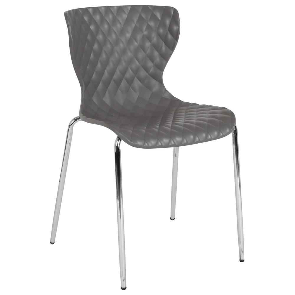 Lowell Contemporary Design Gray Plastic Stack Chair. Picture 1