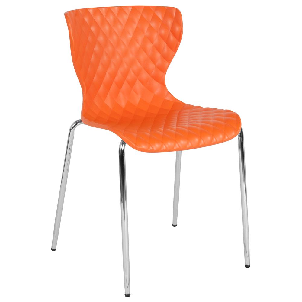 Contemporary Design Orange Plastic Stack Chair. The main picture.
