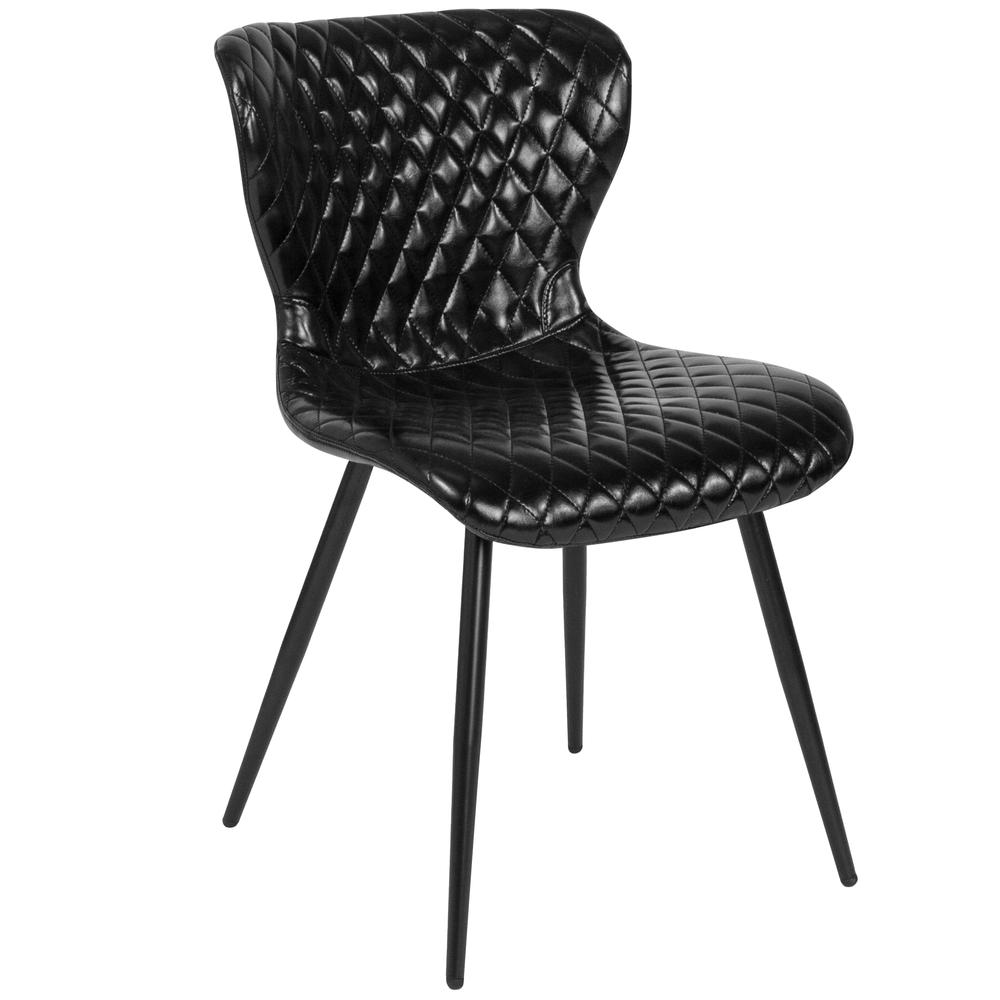 Bristol Contemporary Upholstered Chair in Black Vinyl. The main picture.