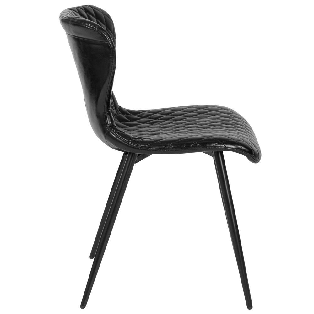 Bristol Contemporary Upholstered Chair in Black Vinyl. Picture 2