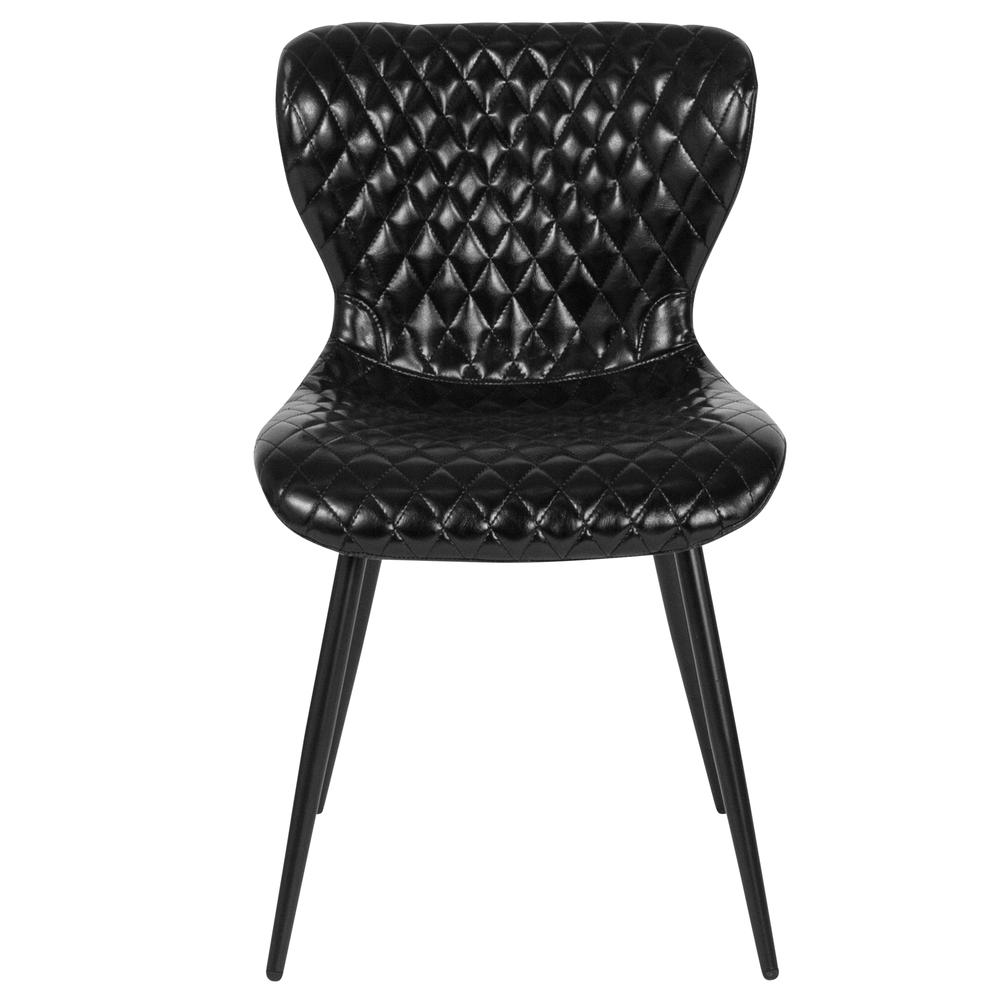 Bristol Contemporary Upholstered Chair in Black Vinyl. Picture 4