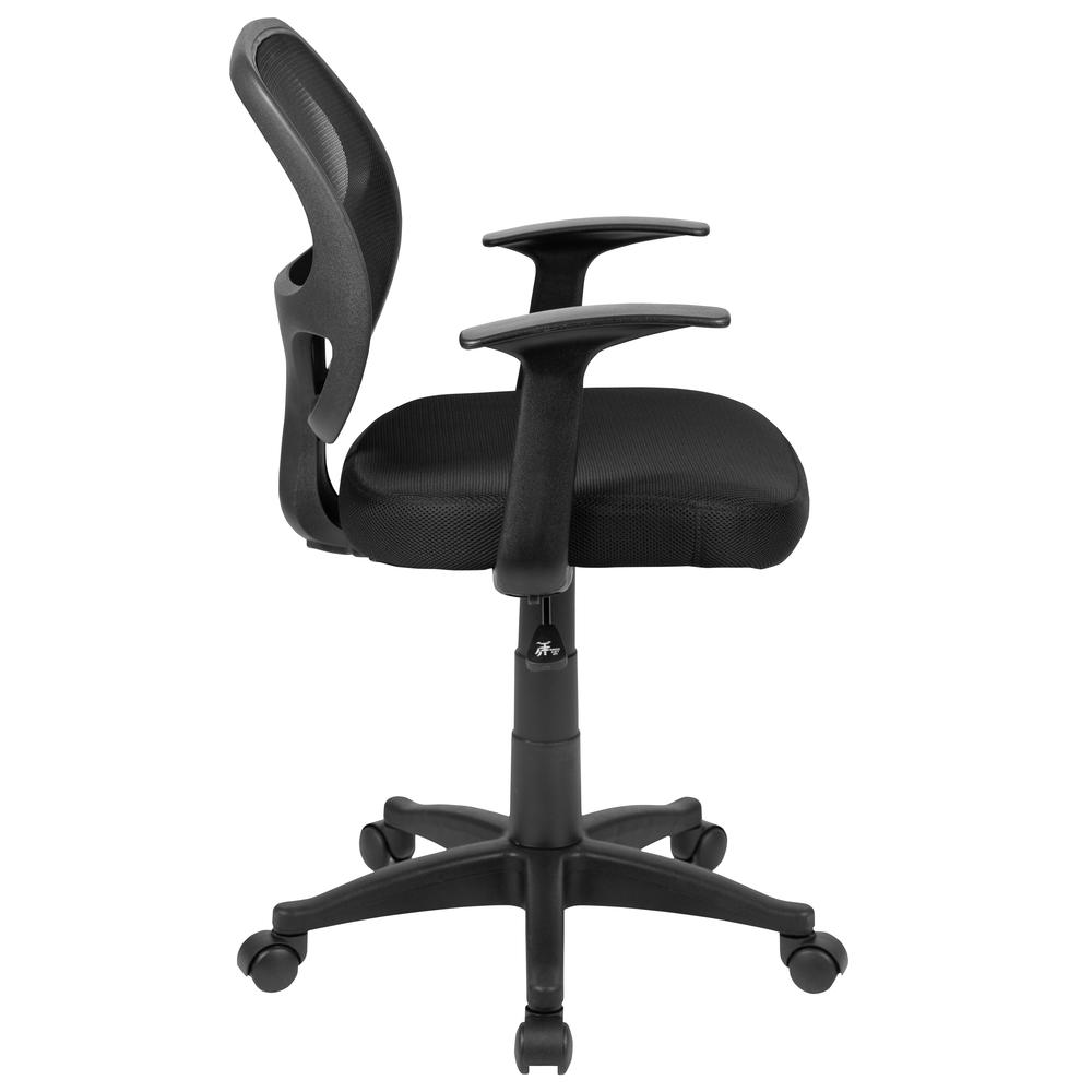 Mid-Back Black Mesh Swivel Ergonomic Task Office Chair with T-Arms - Desk Chair, BIFMA Certified. Picture 3